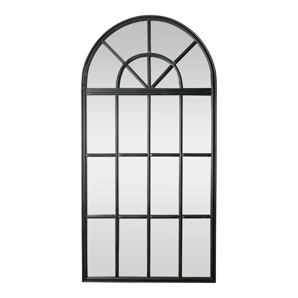 Large Iron Arch Mirror With Panes Linen