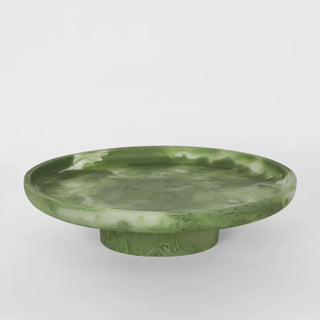 CARSON Resin Serving Platter Round on Stand Green