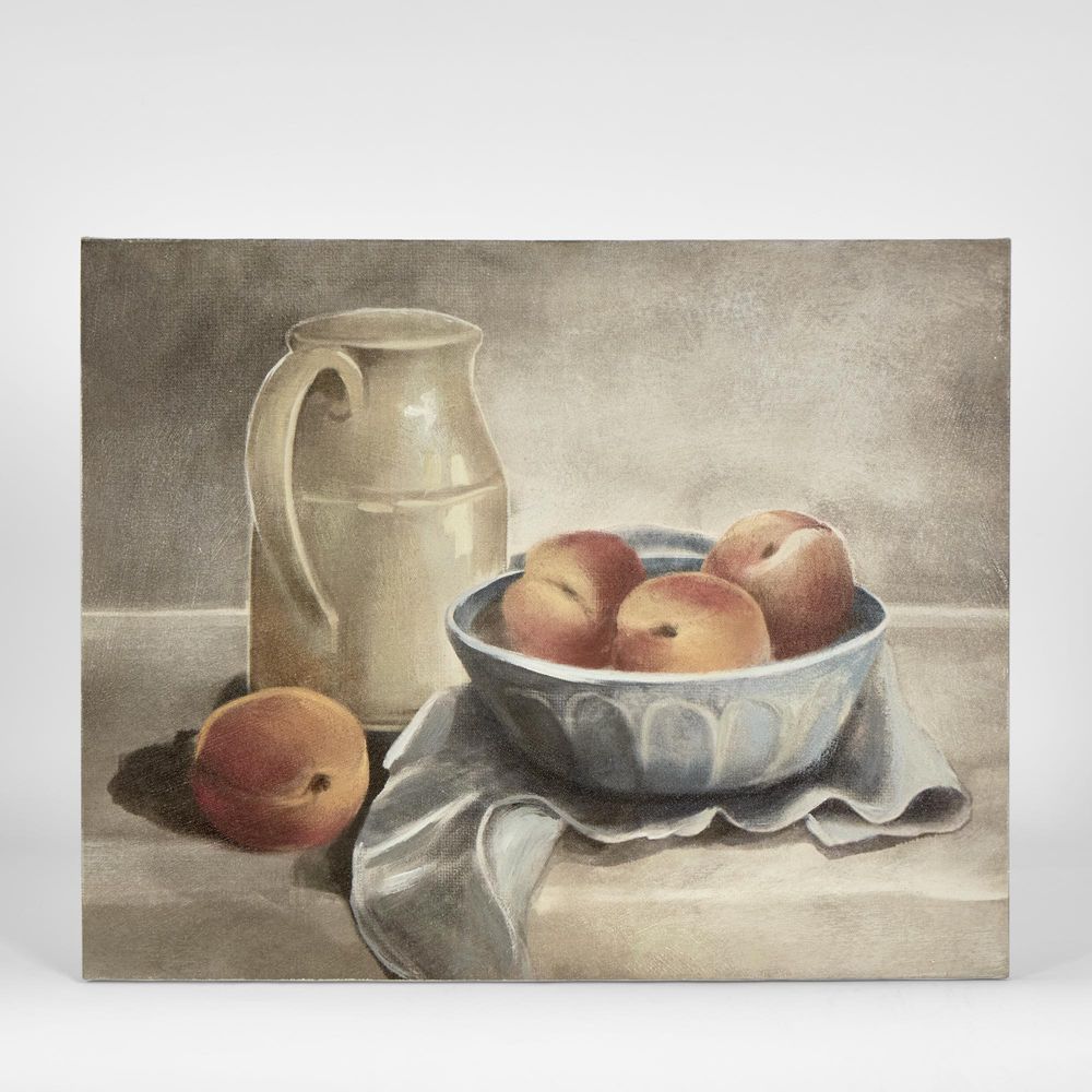 Milk Jug W Peaches Paint Wall Art Linen