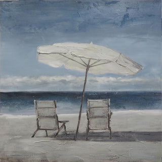 Two Deck Chairs W Umbrella Wall Art