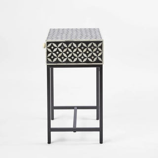 Stella Bone Inlay Bedside Table Black/White
