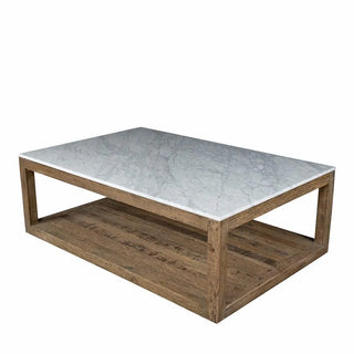 Denver Aveyron Marble Topped Oak Timber Coffee Table 120cm Natural