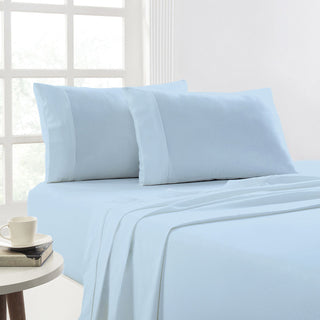 Park Avenue 175 GSM Egyptian Cotton Flannelette Plain Dyed Sheet Set - SKY