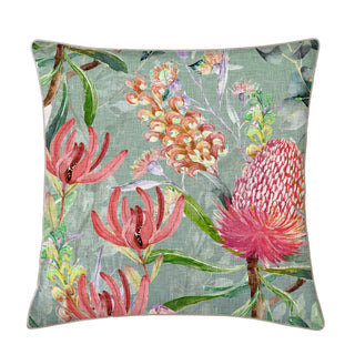 Floral Gully Sage Square Cushion by Logan and Mason
