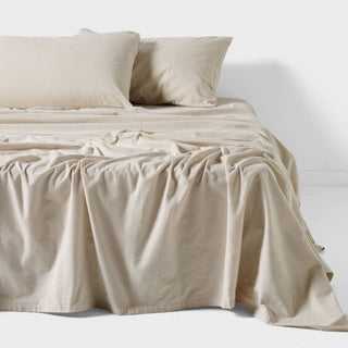 Flannelette Plain-Dyed Taupe Sheet Set by LINEN HOUSE