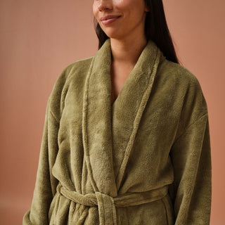 Plush Olive Bathrobe by Linen House