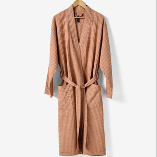 Keaton Pink Clay Waffle Bathrobe by Linen House