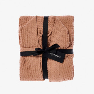 Keaton Pink Clay Waffle Bathrobe by Linen House