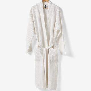 Keaton White Waffle Bathrobe by Linen House
