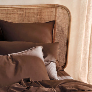 Nara Bamboo Cotton CHOCOLATE Quilt Cover Set by Linen House