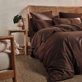 Nara Bamboo Cotton CHOCOLATE Quilt Cover Set by Linen House