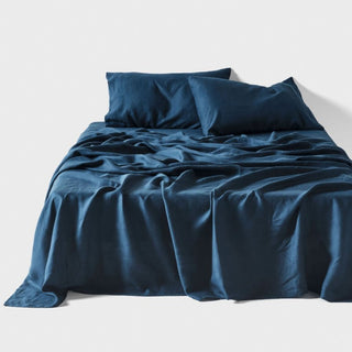 Nimes Pure Linen Navy SHEET SET by LINEN HOUSE