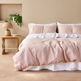 Nimes Rose Pink Linen QUILT COVER SET  by Linen House