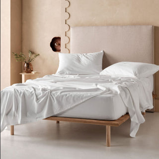 Flannelette Plain-Dyed White Sheet Set by LINEN HOUSE
