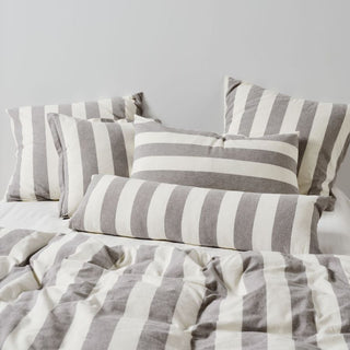 Vintage Stripe Steel Square Cushion by Linen House
