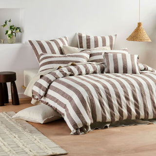 Vintage Stripe Tiramisu Quilt Cover Set by Linen House