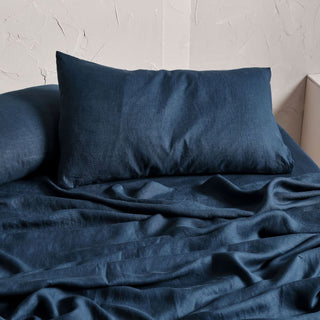 Nimes Navy Linen Pillowcase by Linen House
