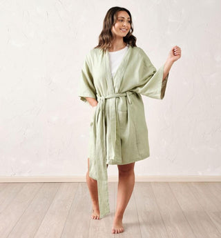 Nimes Wasabi Short Robe by Linen House