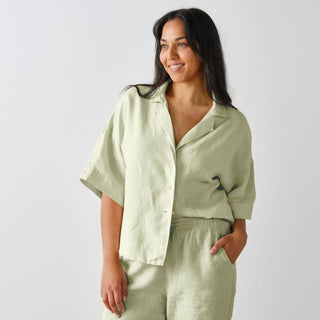 Nimes Wasabi Linen Wide-Sleeved Shirt by Linen House