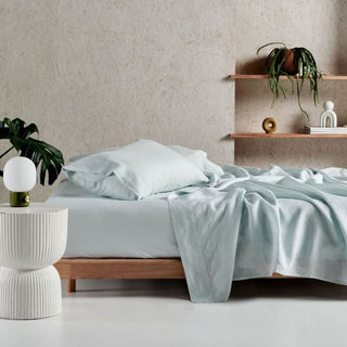 Nimes Pure Linen Sky SHEET SET by LINEN HOUSE