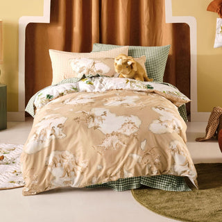 Dinosaur Map Reversible Quilt Cover Set by Linen House Kids