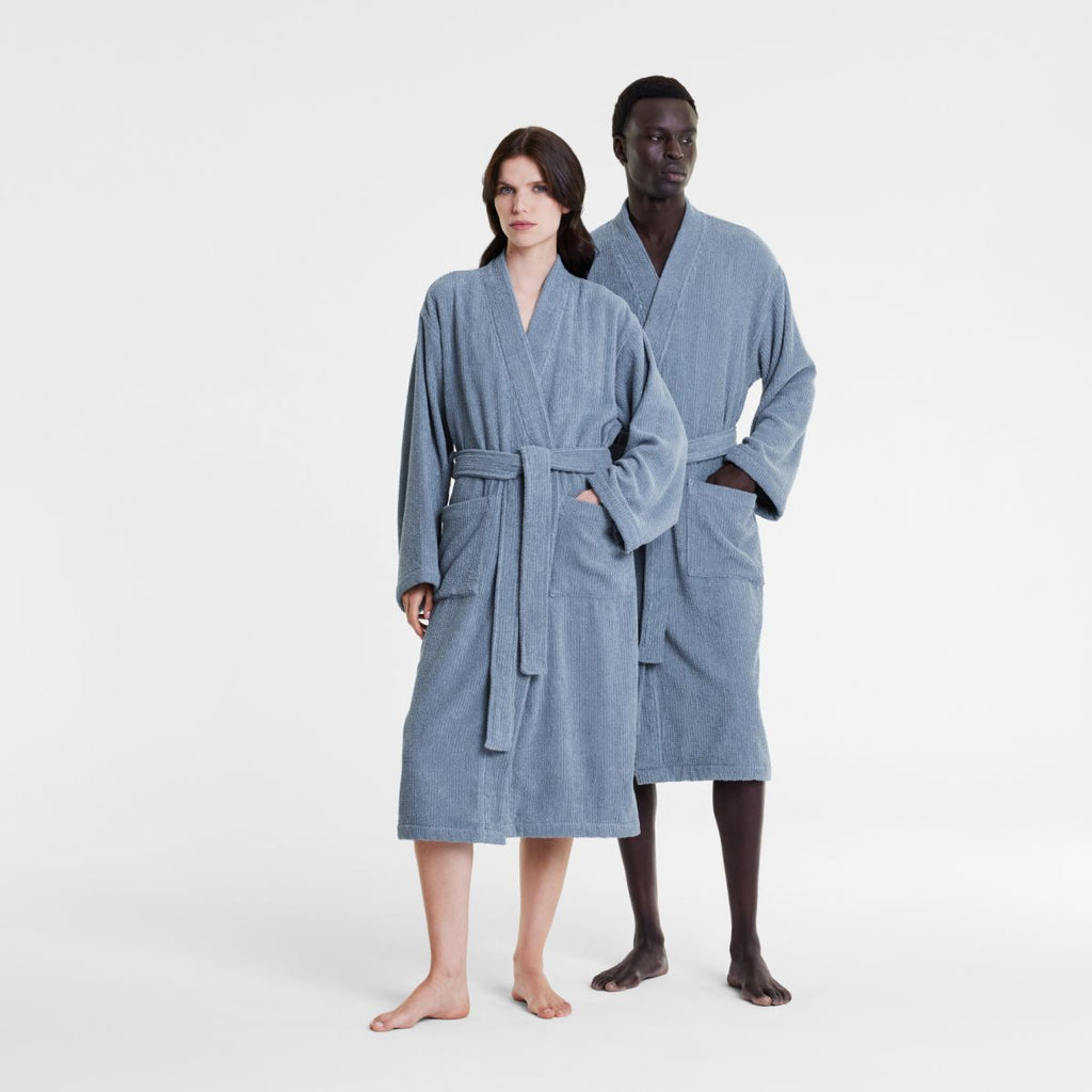 Living Textures Bath Robe Orient Blue by Sheridan | Planet Linen