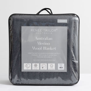 Renee Taylor Australian 400 GSM Merino Wool Blanket - Magnet