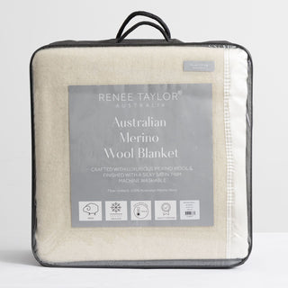 Renee Taylor Australian 400 GSM Merino Wool Blanket - Natural