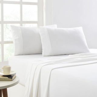 Park Avenue 175 GSM Egyptian Cotton Flannelette Plain Dyed Sheet Set - SNOWY WHITE