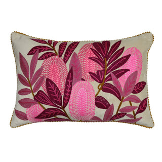 Pink Banksia Cushion 40x60cm Cream