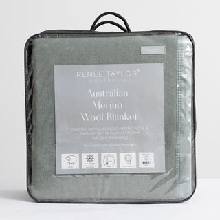 Renee Taylor Australian 400 GSM Merino Wool Blanket - Sage