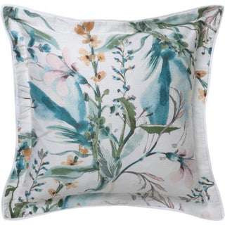 Snow Garden Teal Square Cushion by Private Collection