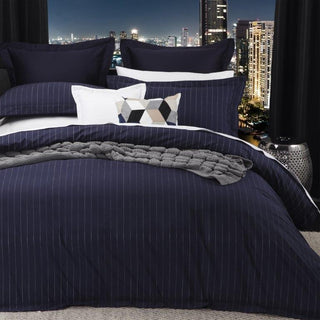 Spencer Navy Percale Quilt Cover Set by Logan and Mason