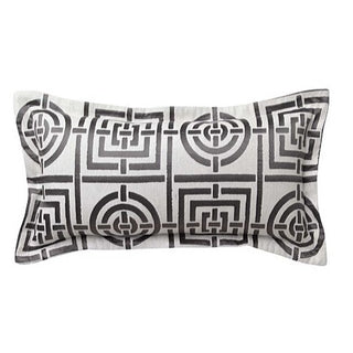 Circles & Squares Silver Long Cushion by Florence Broadhurst