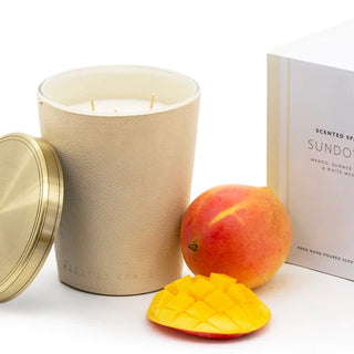 Leather Candle Sundown 900g by Apsley and Company