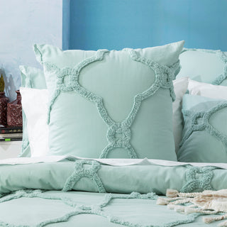 Renee Taylor Moroccan 100% Cotton Chenille Vintage washed Tufted Quilt cover set Sage