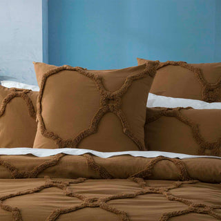 Renee Taylor Moroccan 100% Cotton Chenille Vintage washed Tufted Quilt cover set Wood