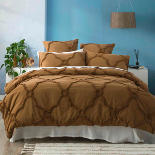Riley Vintage Washed Cotton Chenille Tufted Quilt Cover Set Wood by Renee Taylor