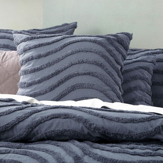 Wave BLUE 100% Cotton Chenille Vintage Quilt Cover Set by Cloud Linen