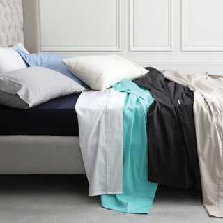 400TC Egyptian Cotton Sateen WHITE Individual Flat Sheet or Fitted Sheet by Logan & Mason