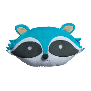 In the Wood Aqua Racoon Shaped Cushion by Jiggle & Giggle