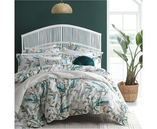 Snow Garden Teal Square Cushion by Private Collection