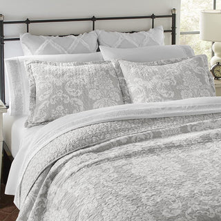 Venetia Grey Cotton Coverlet Set by Laura Ashley