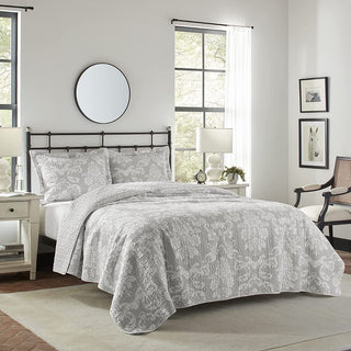 Venetia Grey Cotton Coverlet Set by Laura Ashley