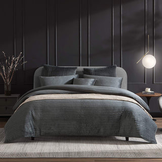 Barlow Slate Quilt Cover Set by Private Collection