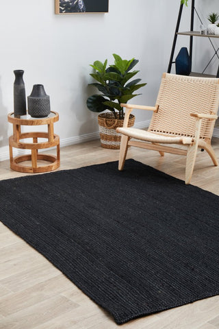 Bondi Rectangle Rug (Black) by Rug Culture