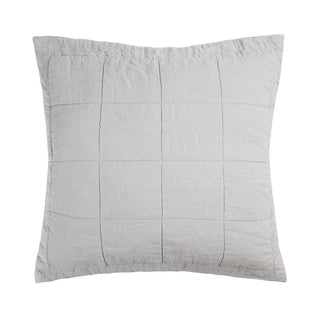 French Flax Linen Silver Quilted Euro Pillow Sham by Bambury