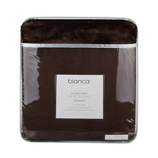 Ultra Soft Velvet Blanket | Throw Rug 350gsm CHOCOLATE by Bianca