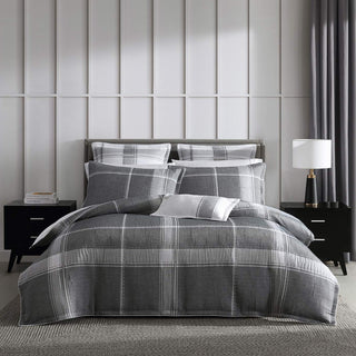 Cannon Charcoal Quilt Cover Set by Private Collection