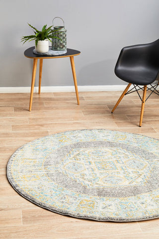 Century 944 Round Rug (Grey) by Rug Culture